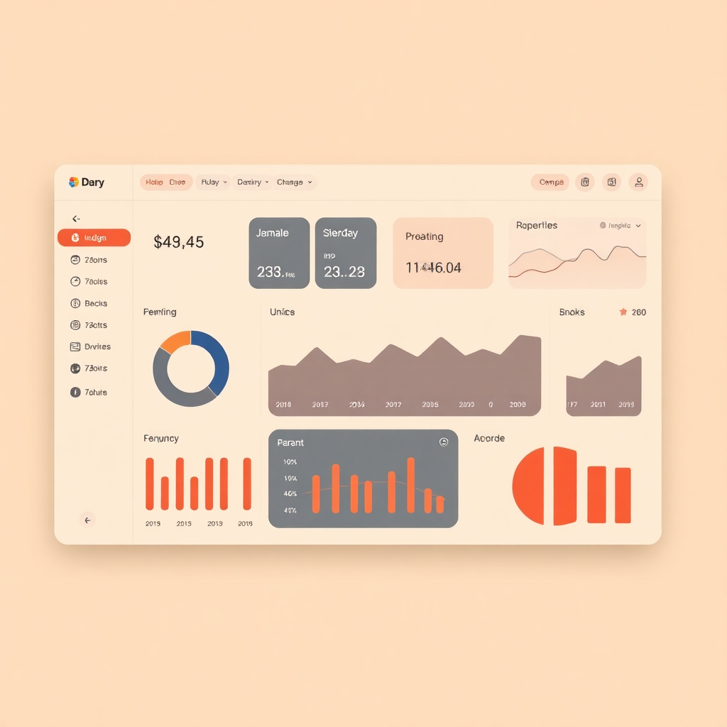 minimalist japanese aesthetic UI design dashboard, warm beige background, indigo and vermillion accents, clean typography, wooden texture details, soft lighting, detailed interface elements